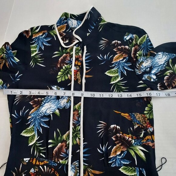 Zara Tropical Print Wide Leg Jumpsuit Size XS - Picture 8 of 16